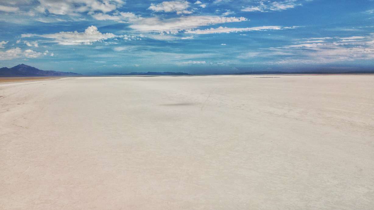 An aerial view of the Bonneville Salt Flats on Saturday, Aug. 3, 2019.