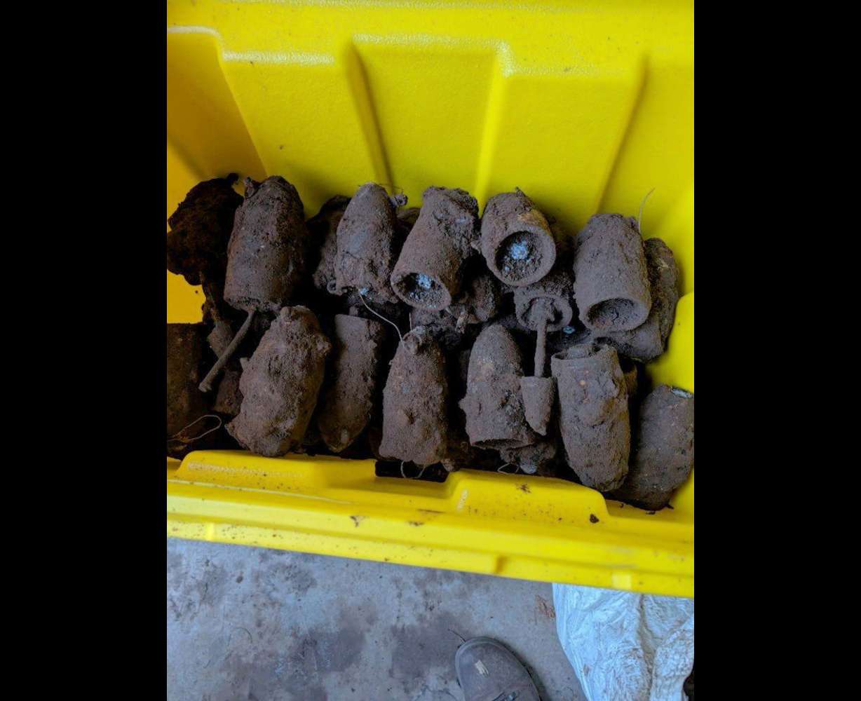 These are some of the WWII bombs found under the playground in Wooler, England.