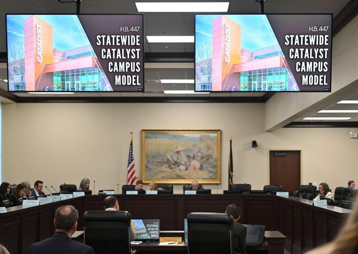 Utah House Speaker Mike Schultz, presents HB447, Statewide Catalyst Campus Model, his bill to create 'catalyst campus programs' at Utah high schools. at the Capitol in Salt Lake City on Monday.