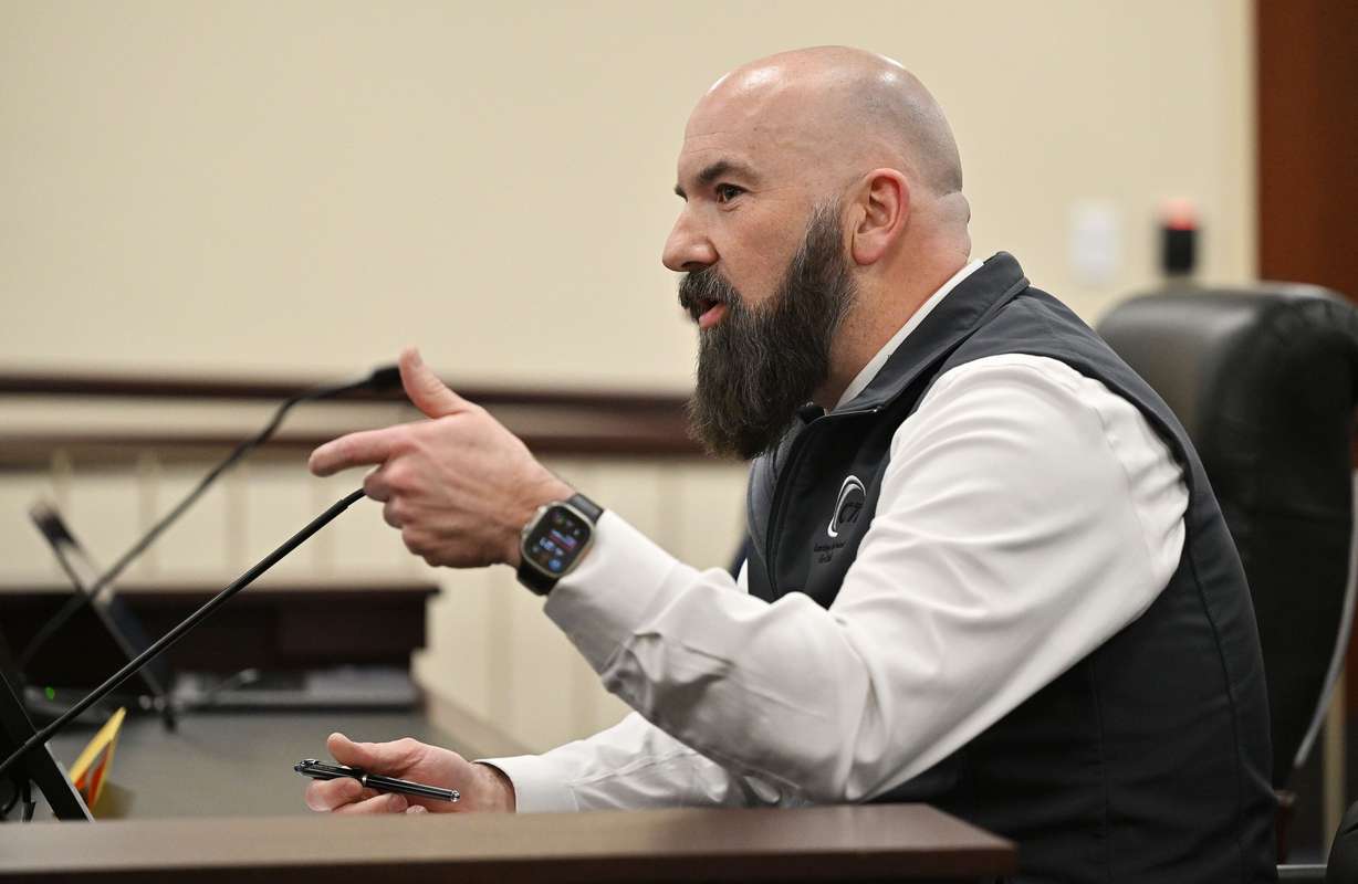 Brian Hunt, with the Davis School District, speaks in favor of HB447 as Utah House Speaker Mike Schultz presents the Statewide Catalyst Campus Model, in the House Education Committee at the Capitol in Salt Lake City on Monday.
