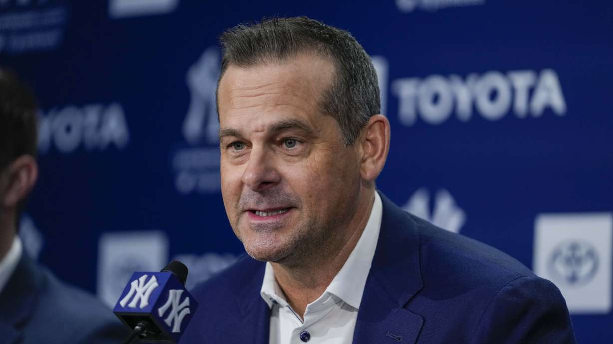 FILE - New York Yankees manager Aaron Boone gives a press conference, Dec. 18, 2024, in New York.