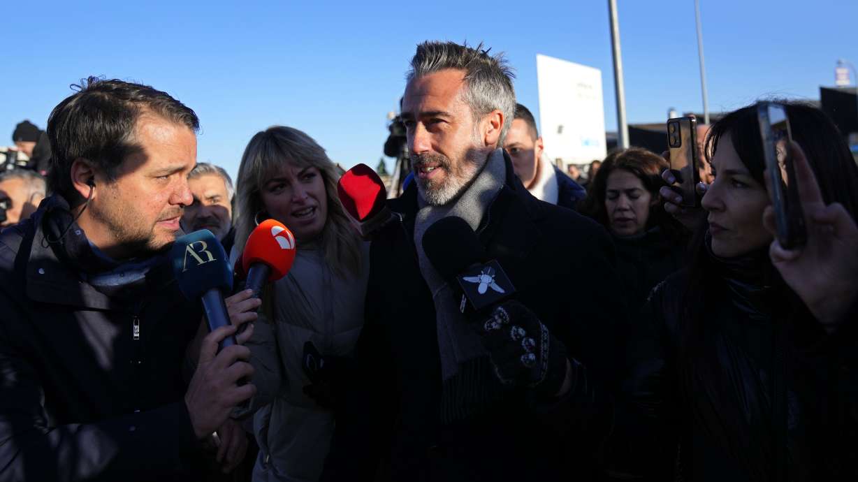 Former coach of the women's national soccer team Jorge Vilda arrives at a court on the outskirts of Madrid, Spain, Monday Feb. 3, 2025 to appear as a witness during the trial of former president of Spain's soccer federation Luis Rubiales for his unsolicited kiss on foreword Jenni Hermoso.