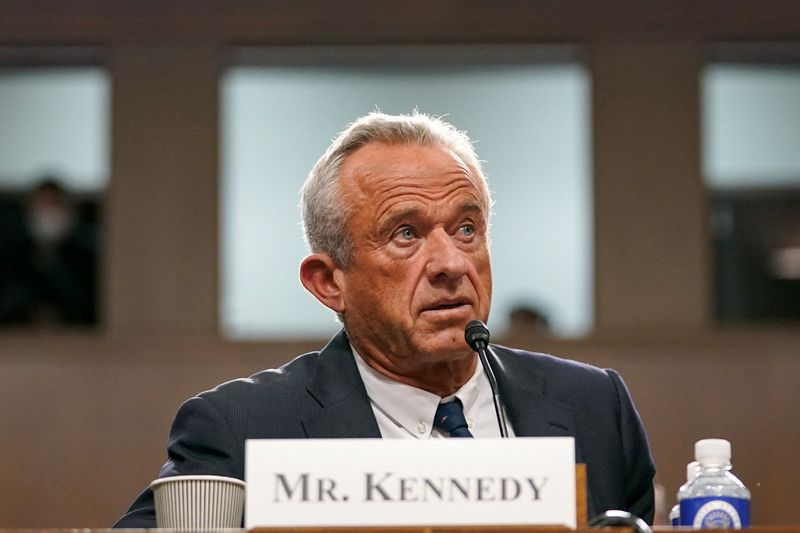 Robert F. Kennedy Jr., President Trump's nominee to be Secretary of Health and Human Services, testifies before a Senate committee confirmation hearing on Capitol Hill in Washington, Jan. 29. The Senate on Wednesday advanced Kennedy's nomination.