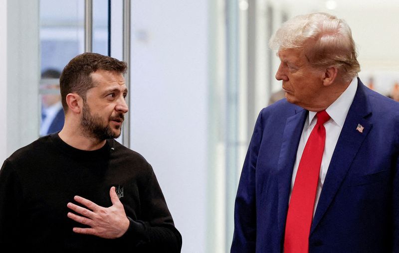 Republican presidential nominee and former President Donald Trump and Ukraine's President Volodymyr Zelenskyy meet at Trump Tower in New York City, Sept. 27, 2024.