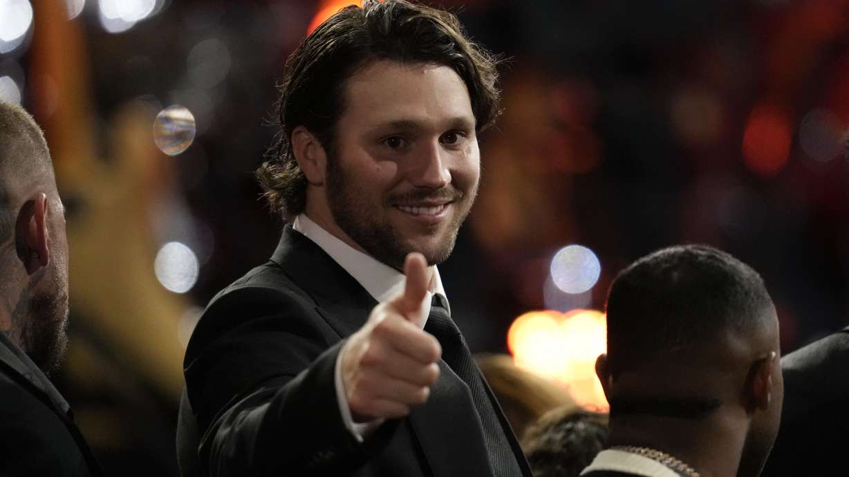 Buffalo Bills' Josh Allen gives a thumbs up during the NFL Honors award show ahead of the Super Bowl 59 football game, Thursday, Feb. 6, 2025, in New Orleans.