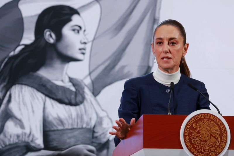 Mexico's President Claudia Sheinbaum speaks during a press conference in Mexico City, Mexico, Feb. 3.