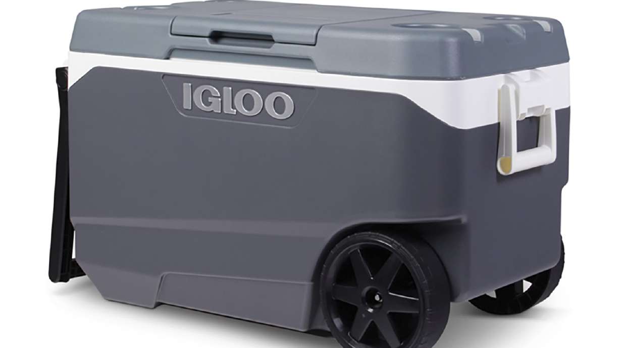 This photo shows an Igloo 90 Qt. Flip & Tow Rolling Cooler that has been recalled across the U.S., Mexico and Canada due to a handle hazard that has resulted in a dozen fingertip injuries, including some amputations, Thursday.