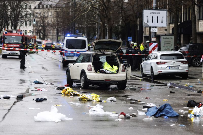 Emergency services attend the scene of an incident after a driver hit a group of people in Munich, Germany, Thursday.