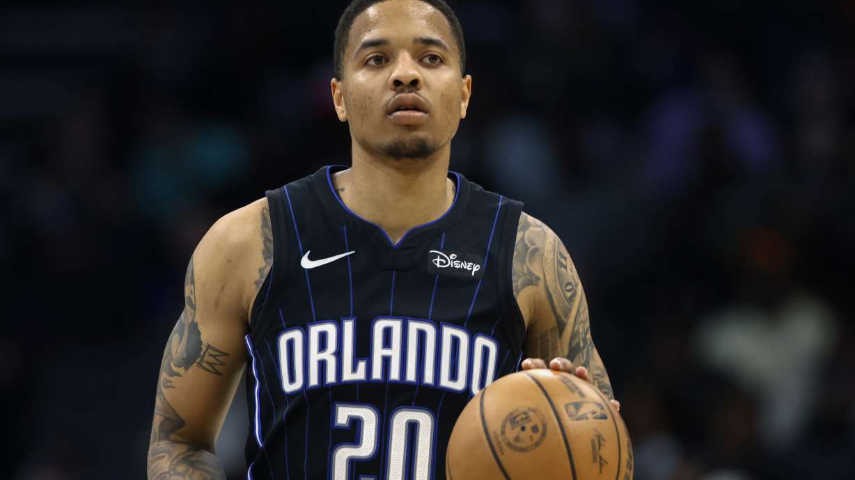 FILE - Orlando Magic guard Markelle Fultz brings the ball up court against the Charlotte Hornets during the second half of an NBA basketball game in Charlotte, N.C., April 5, 2024.