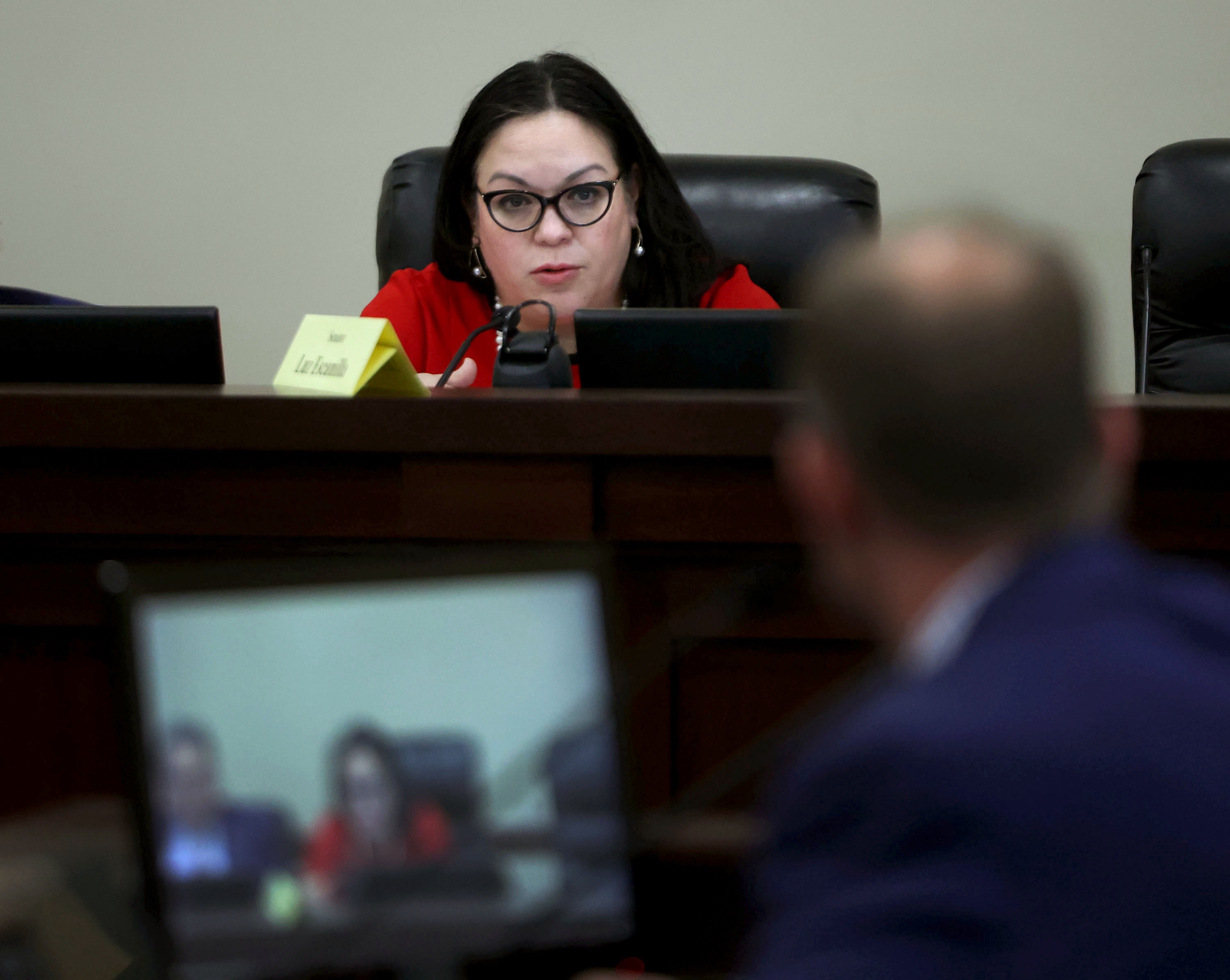 Sen. Luz Escamilla, D-Salt Lake City, testifies at a Senate committee meeting at the Captiol in Salt Lake City on Jan. 29. She testified Thursday on behalf of a measure to allocate funds for universal free school lunches.