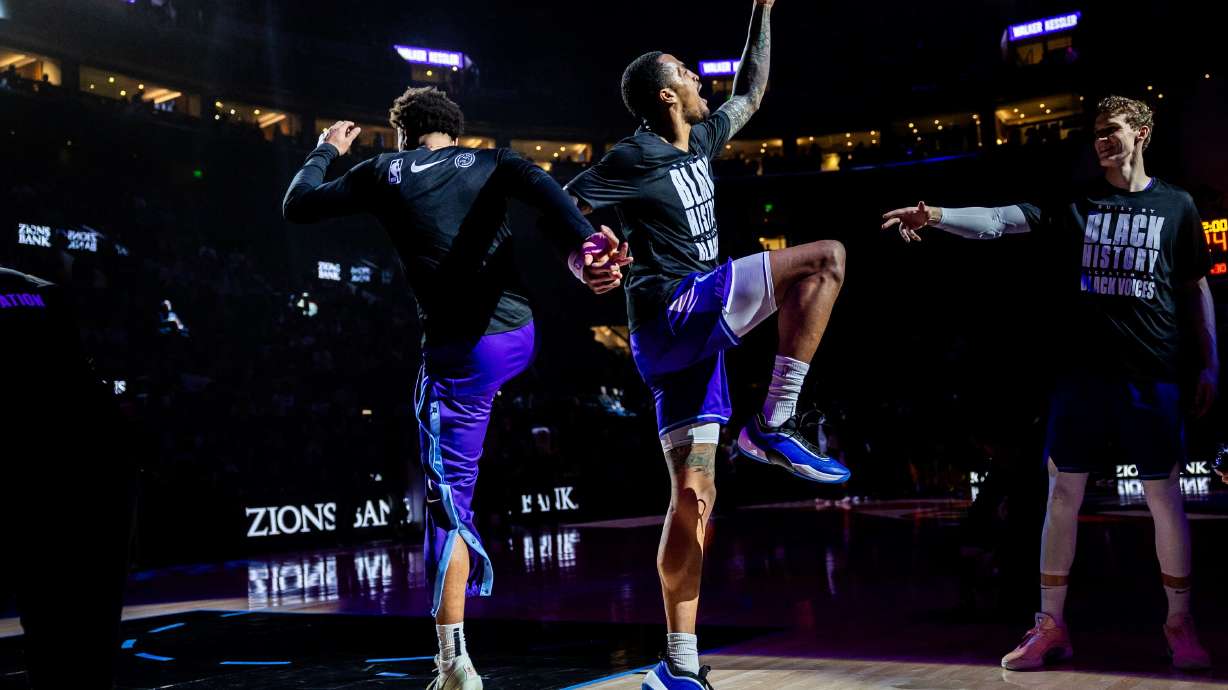 The Utah Jazz introduces their starting lineup before an NBA game against the Indiana Pacers, held at the Delta Center in Salt Lake City on Feb. 3. CNBC Sports ranks the Jazz as the 20th most valuable franchise among the league’s 30 teams.
