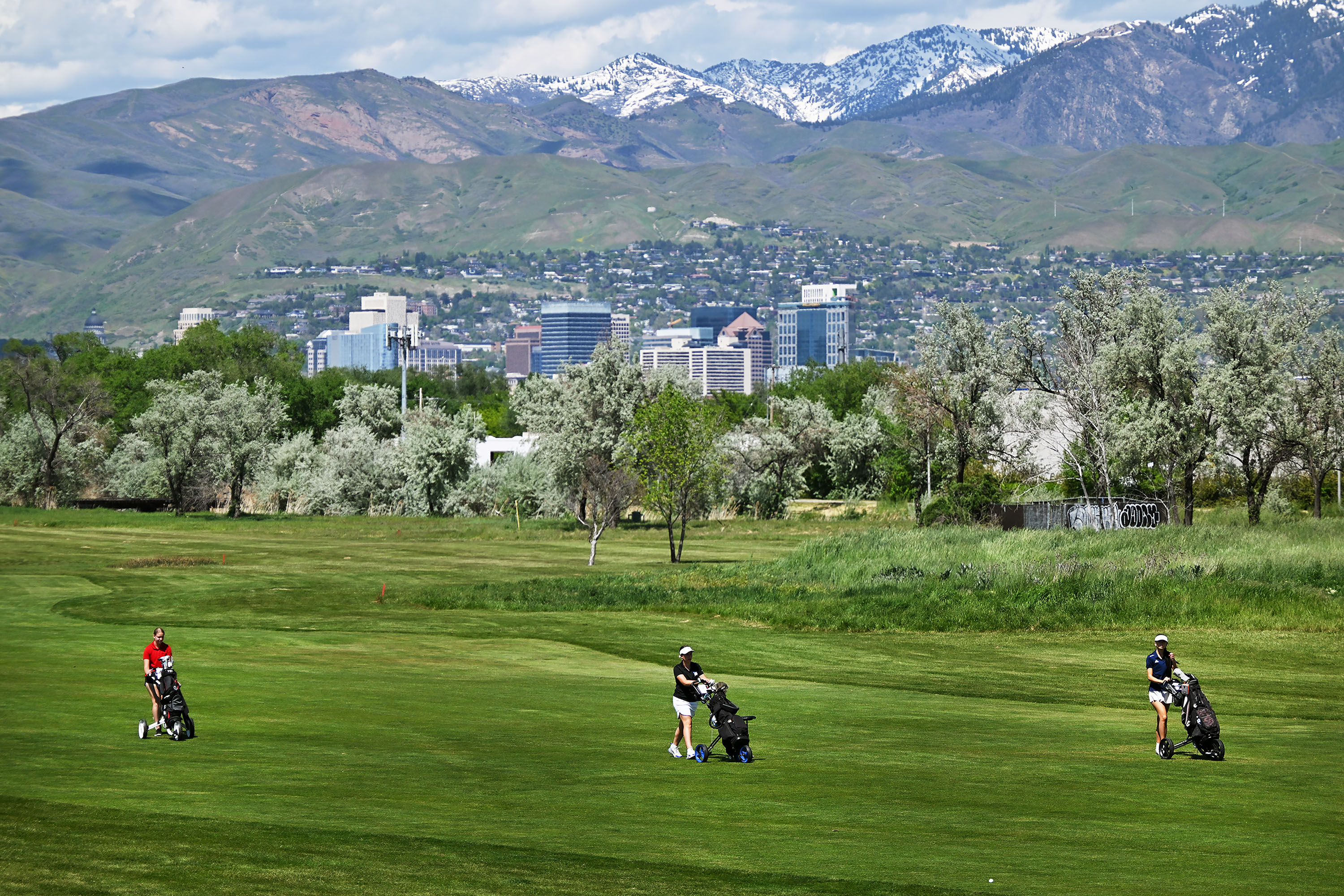 Girls compete for the state championship at Glendale Golf Course in Salt Lake City on May 14, 2024. Salt Lake City's golf division is looking to increase fees this year to address a long list of deferred maintenance projects.