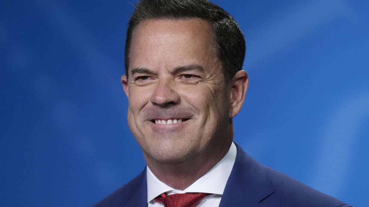 FILE - Brad Wilson looks on during the Utah Senate primary debate for Republican contenders in Salt Lake City, June 10, 2024.