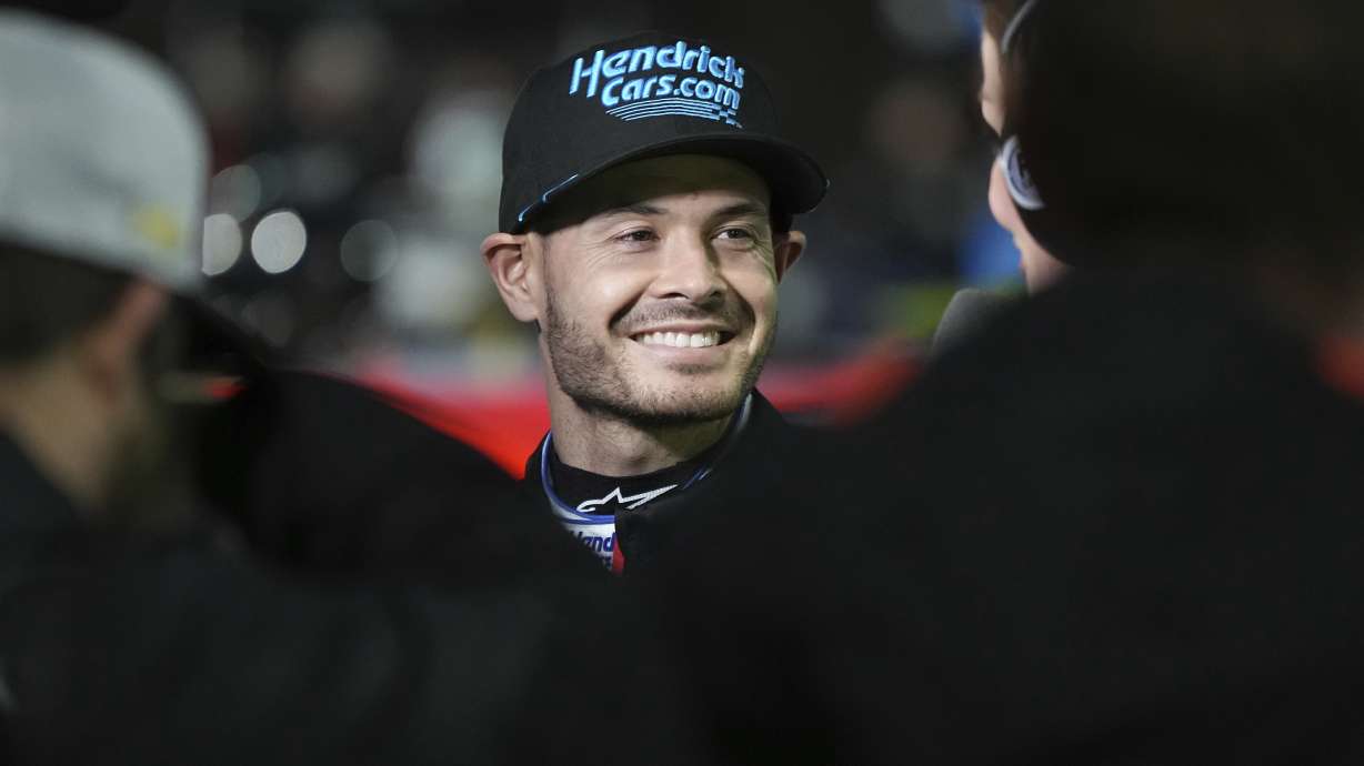 Kyle Larson smiles prior to a qualifying heat for a NASCAR Cup Series auto race at Bowman Gray Stadium, Sunday, Feb. 2, 2025, in Winston-Salem, N.C.