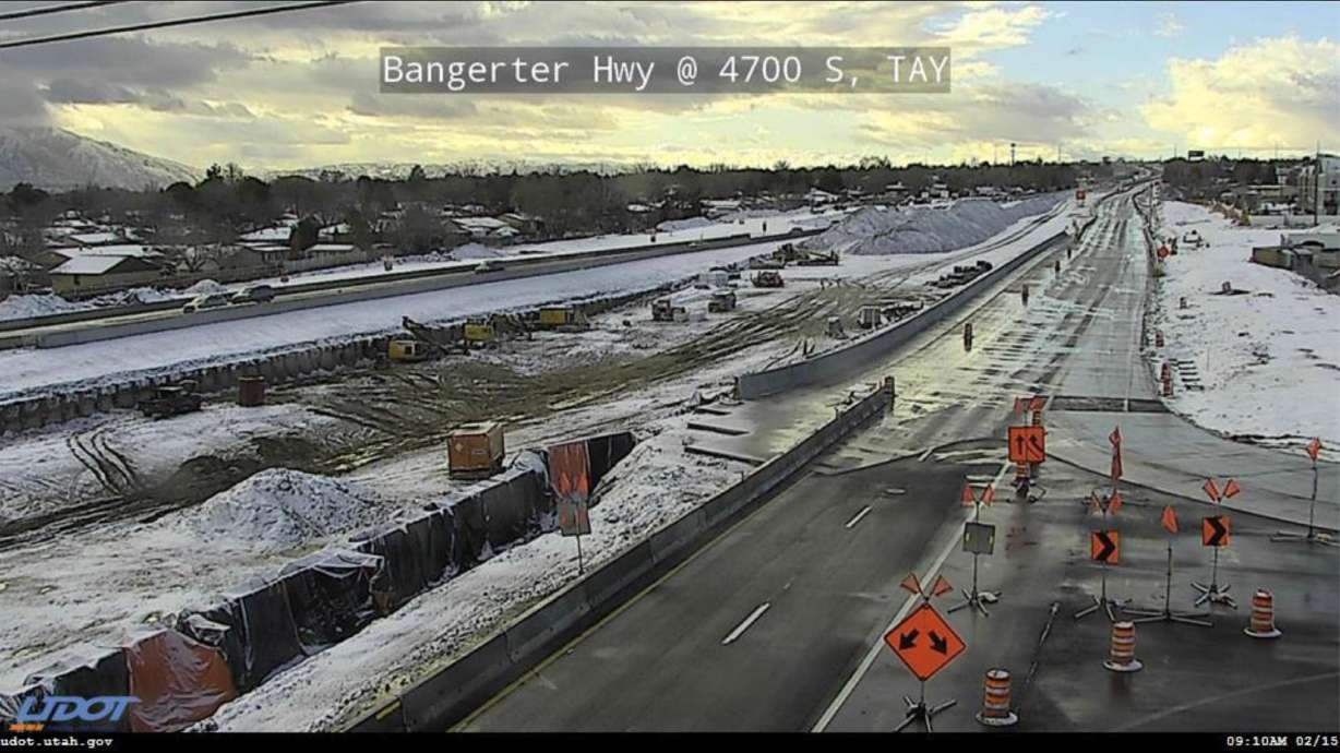Lanes of Bangerter Highway were closed early Saturday due to ice that formed overnight.