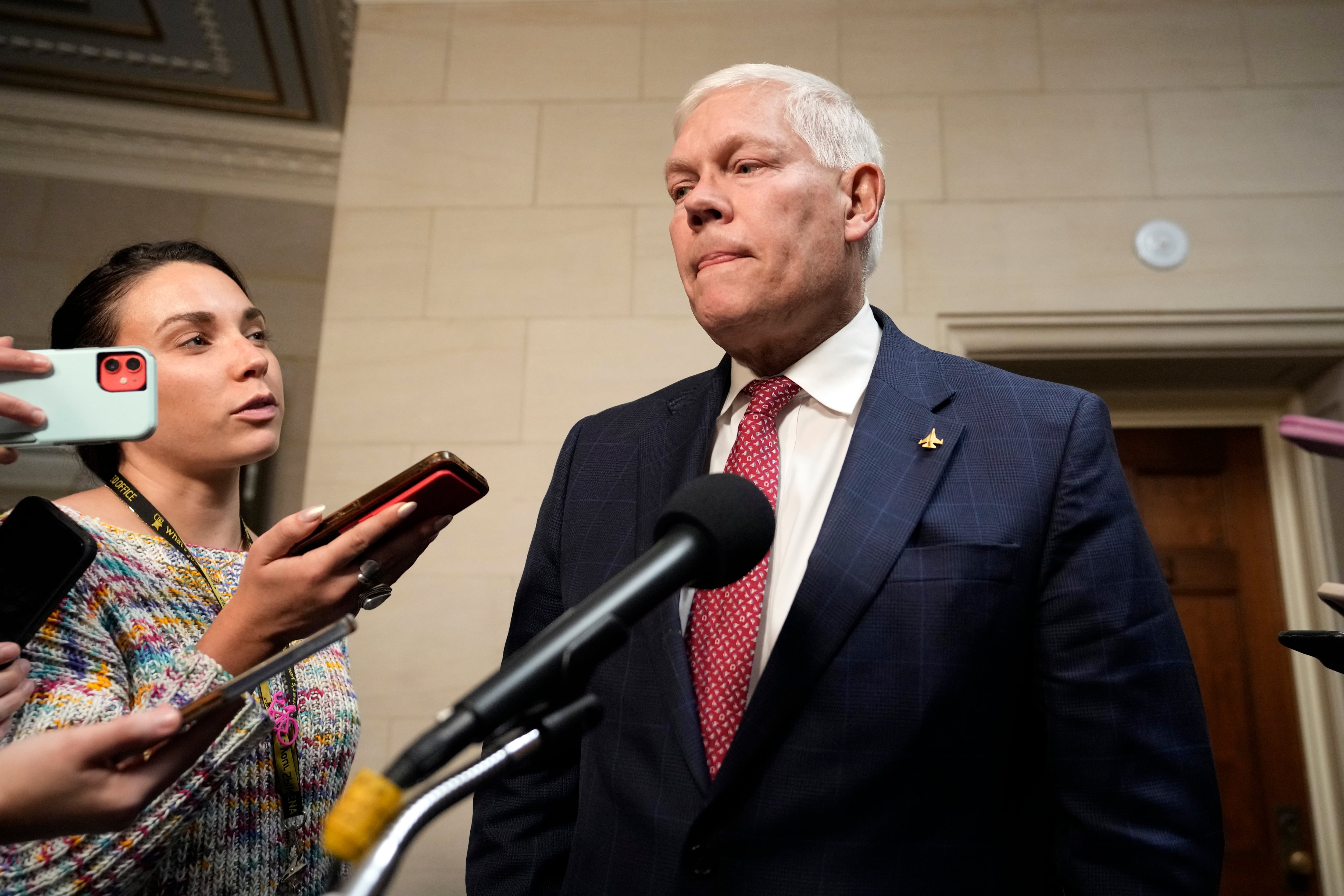 Rep. Pete Sessions, R-Texas, speaks to reporters after Republicans met to try and decide who to nominate to be the new House speaker, on Capitol Hill in Washington, Oct. 23, 2023.