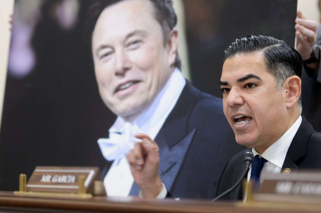 Rep. Robert Garcia, D-Calif., questions the witnesses during a House Committee on Oversight and Government Reform Subcommittee on Delivering on Government Efficiency hearing on "The War on Waste: Stamping Out the Scourge of Improper Payments and Fraud" on Capitol Hill, Feb. 12 in Washington.