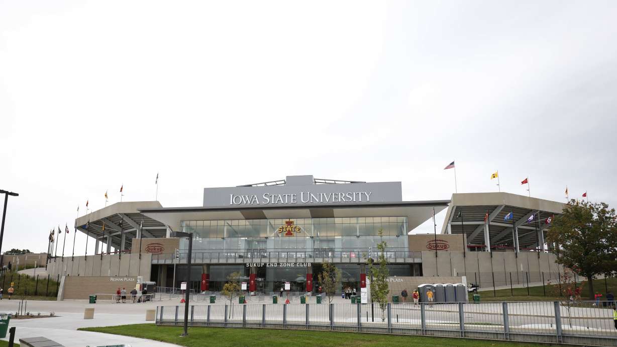 FILE - Iowa State's Jack Trice Stadium in Ames, Aug. 31, 2019.