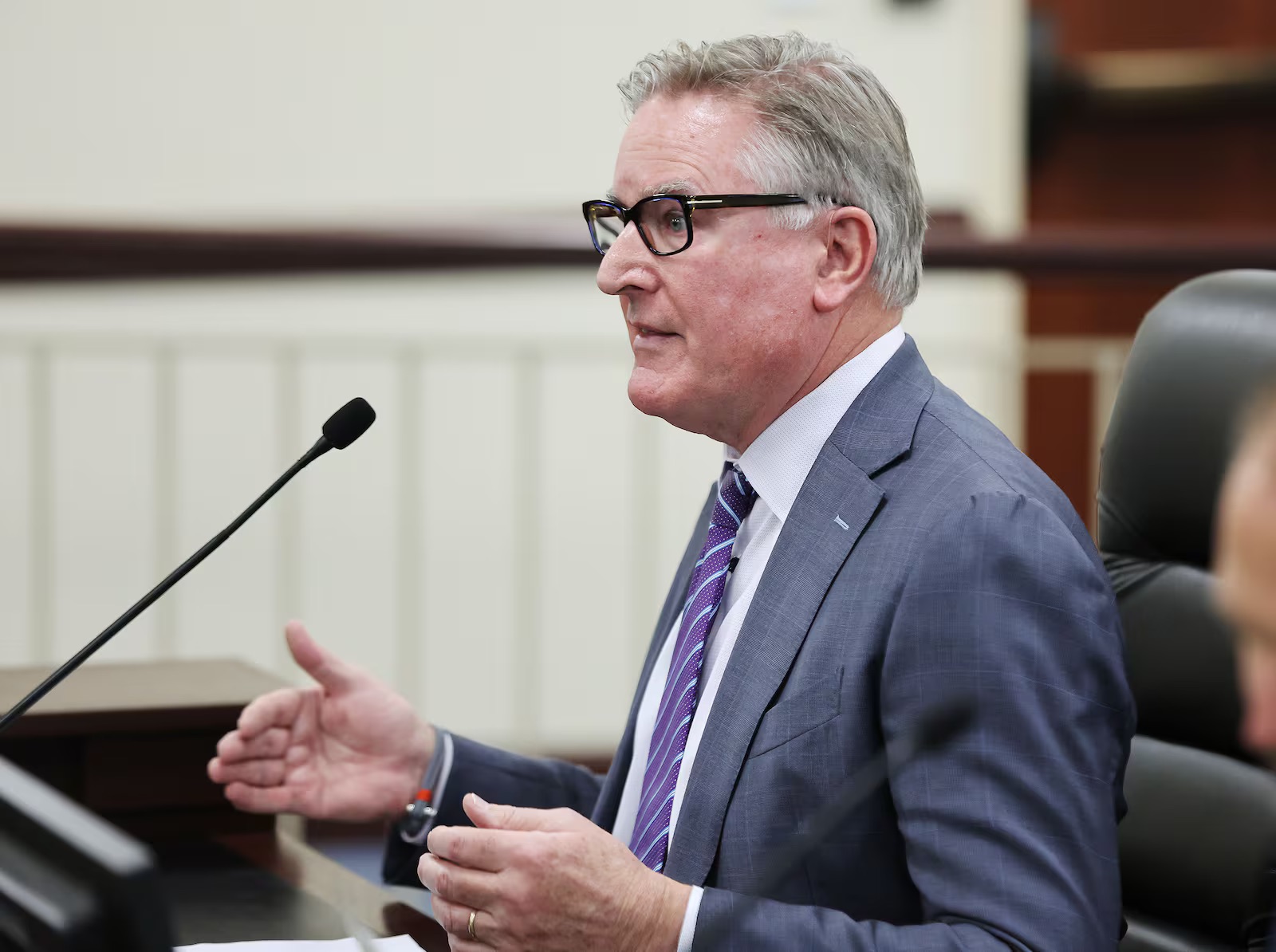 Attorney Jeff Hunt makes a statement during a House Education Committee hearing on HB202, Student Athlete Amendments, at the Capitol in Salt Lake City on Feb. 8, 2024.