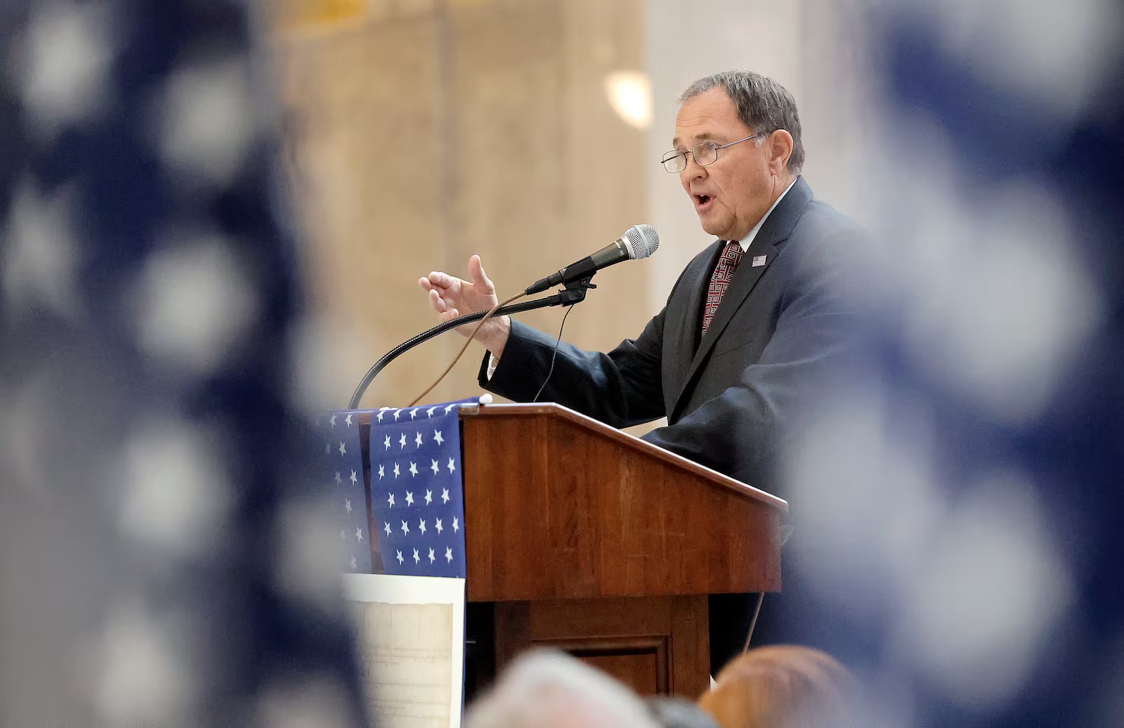 Former Gov. Gary Herbert speaks during the Constitution Month kickoff event at the Capitol in Salt Lake City on Aug. 31, 2023.