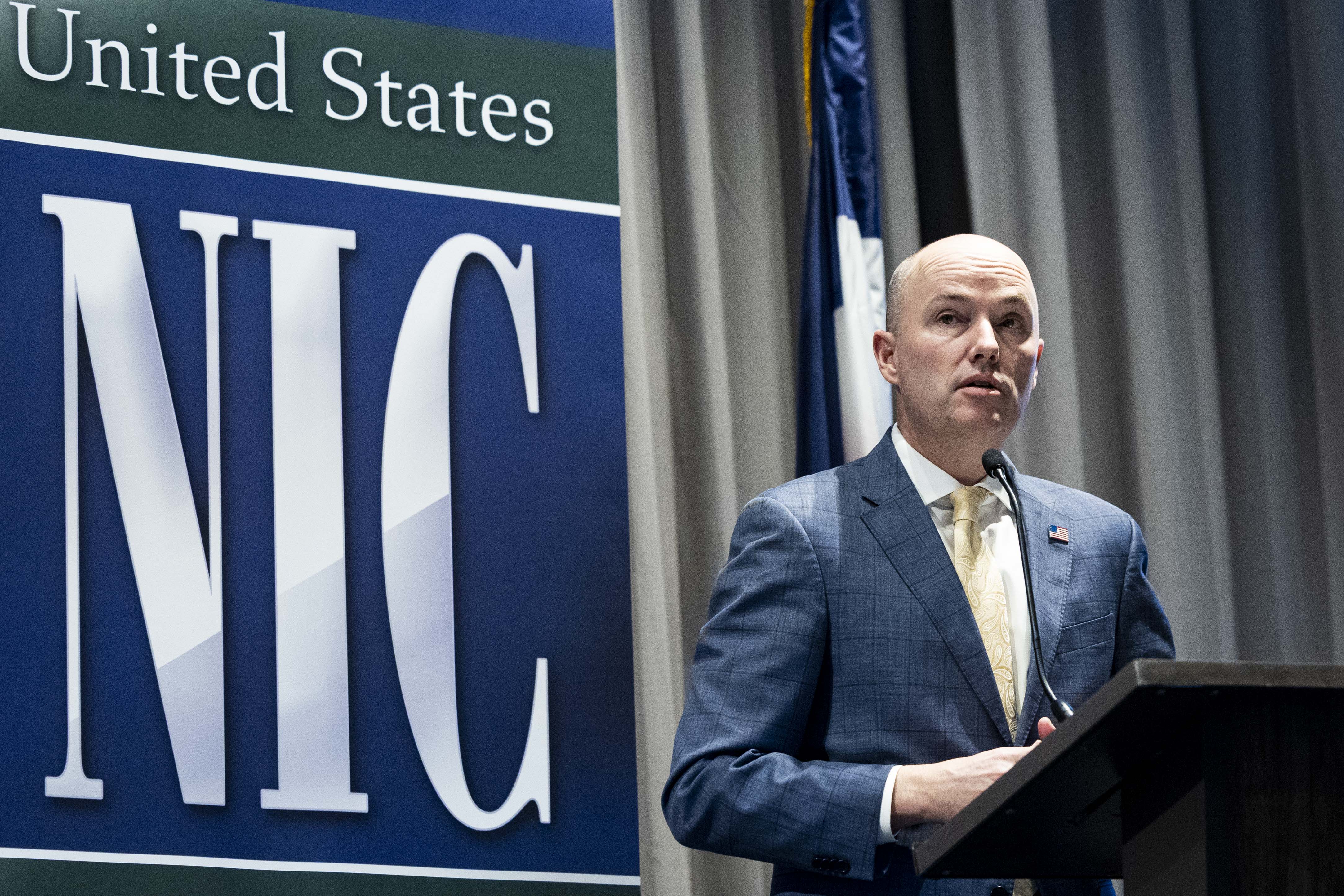 Utah Gov. Spencer Cox speaks during The Advanced Reactors Summit XII and Technology Trailblazers Showcase held by the U.S. Nuclear Industry Council at the Hyatt Regency Salt Lake City in Salt Lake City on Tuesday.