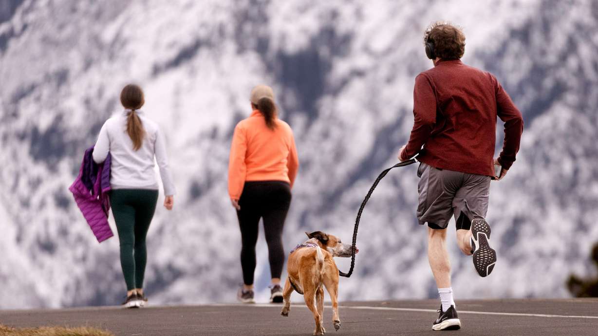Joggers and walkers take advantage of the warm weather in Sugar House Park in Salt Lake City on Jan. 3. Socioeconomics and lifestyle have more to do with healthy aging than genetics, according to new study.