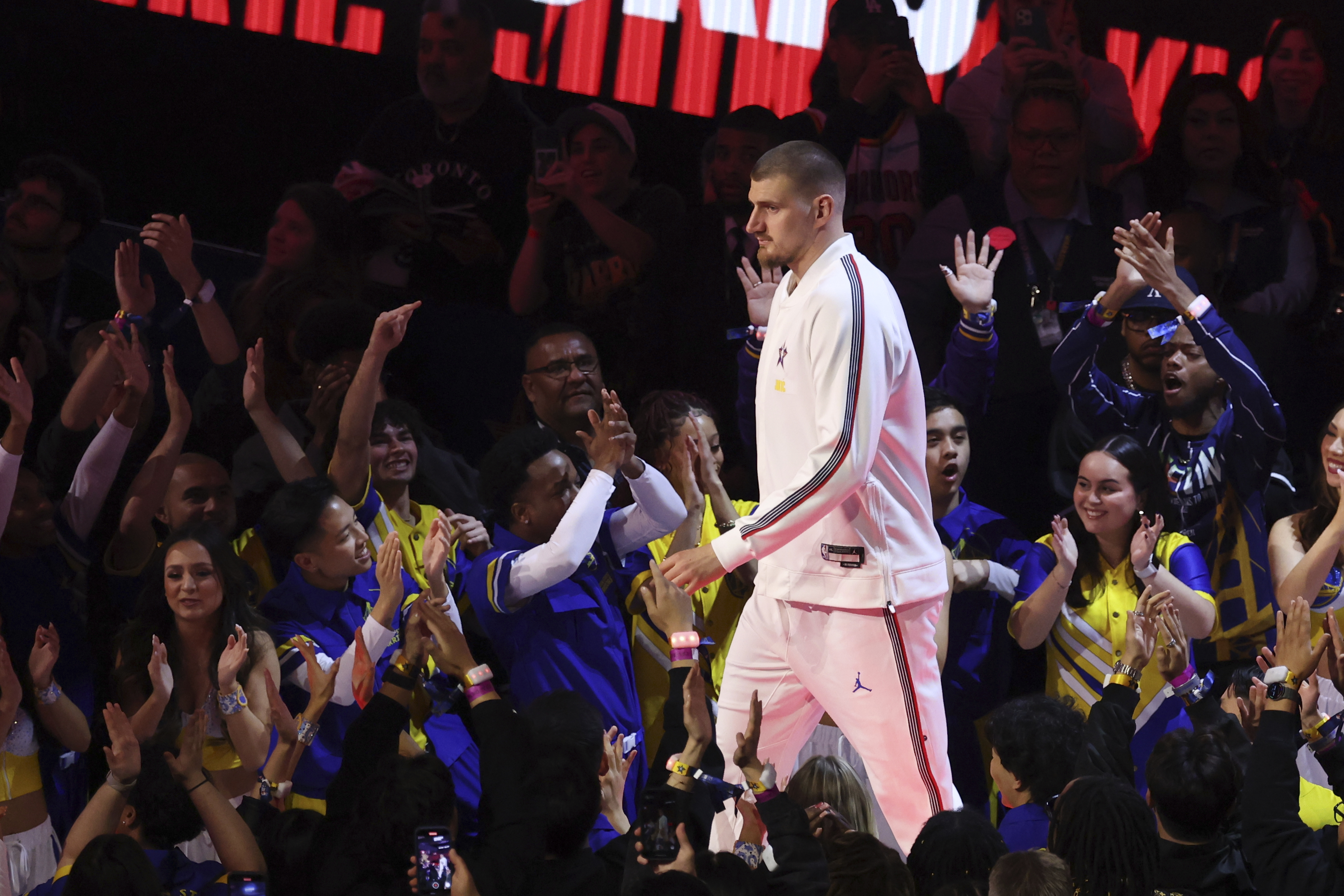 Denver Nuggets center Nikola Jokic is introduced during the NBA All-Star basketball game Sunday, Feb. 16, 2025, in San Francisco. 