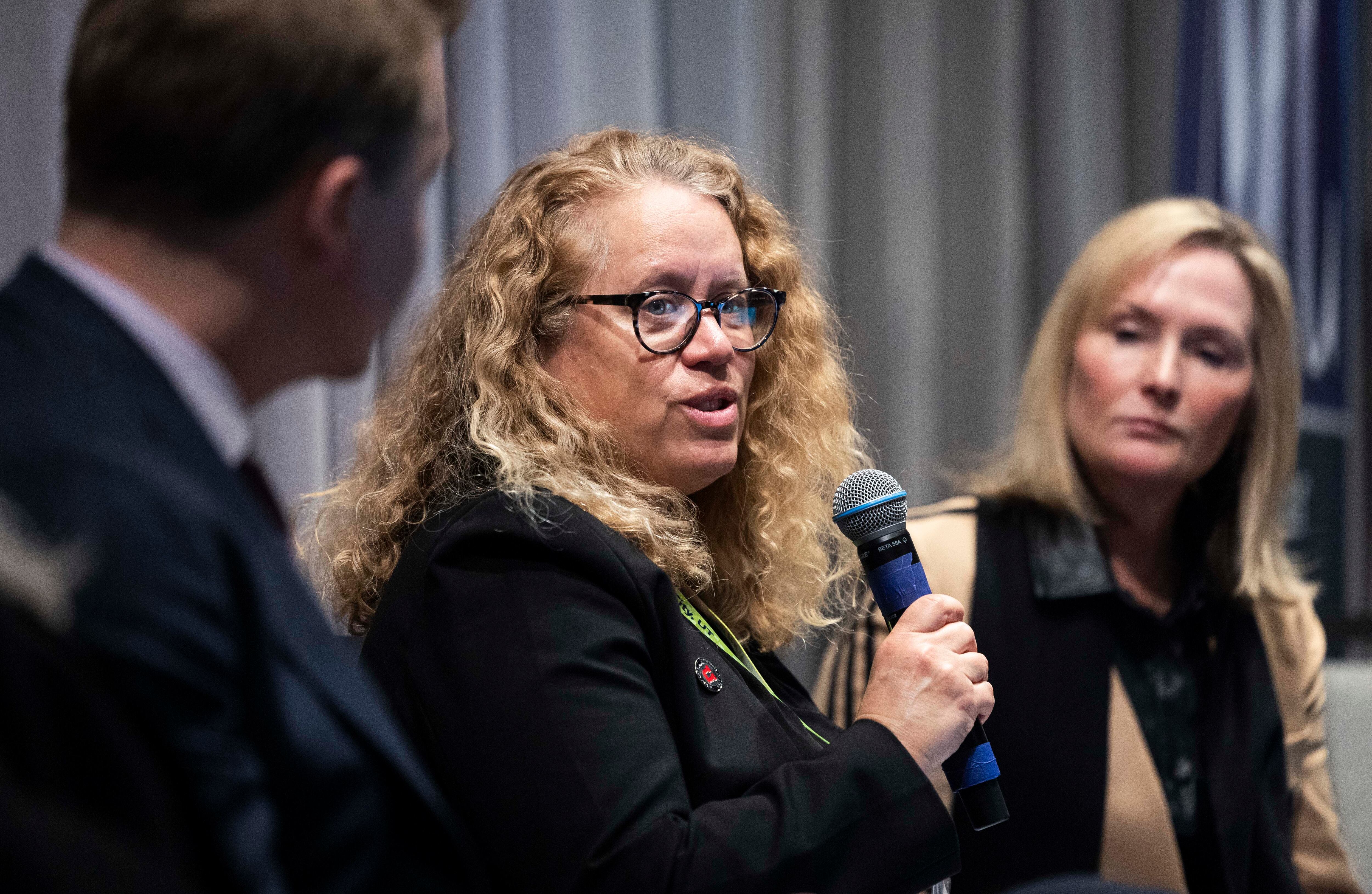 Marian Rice, professor at the University of Utah and the associate director of the Energy Futures Research Initiative, speaks on a panel during The Advanced Reactors Summit XII and Technology Trailblazers Showcase in Salt Lake City on Wednesday.
