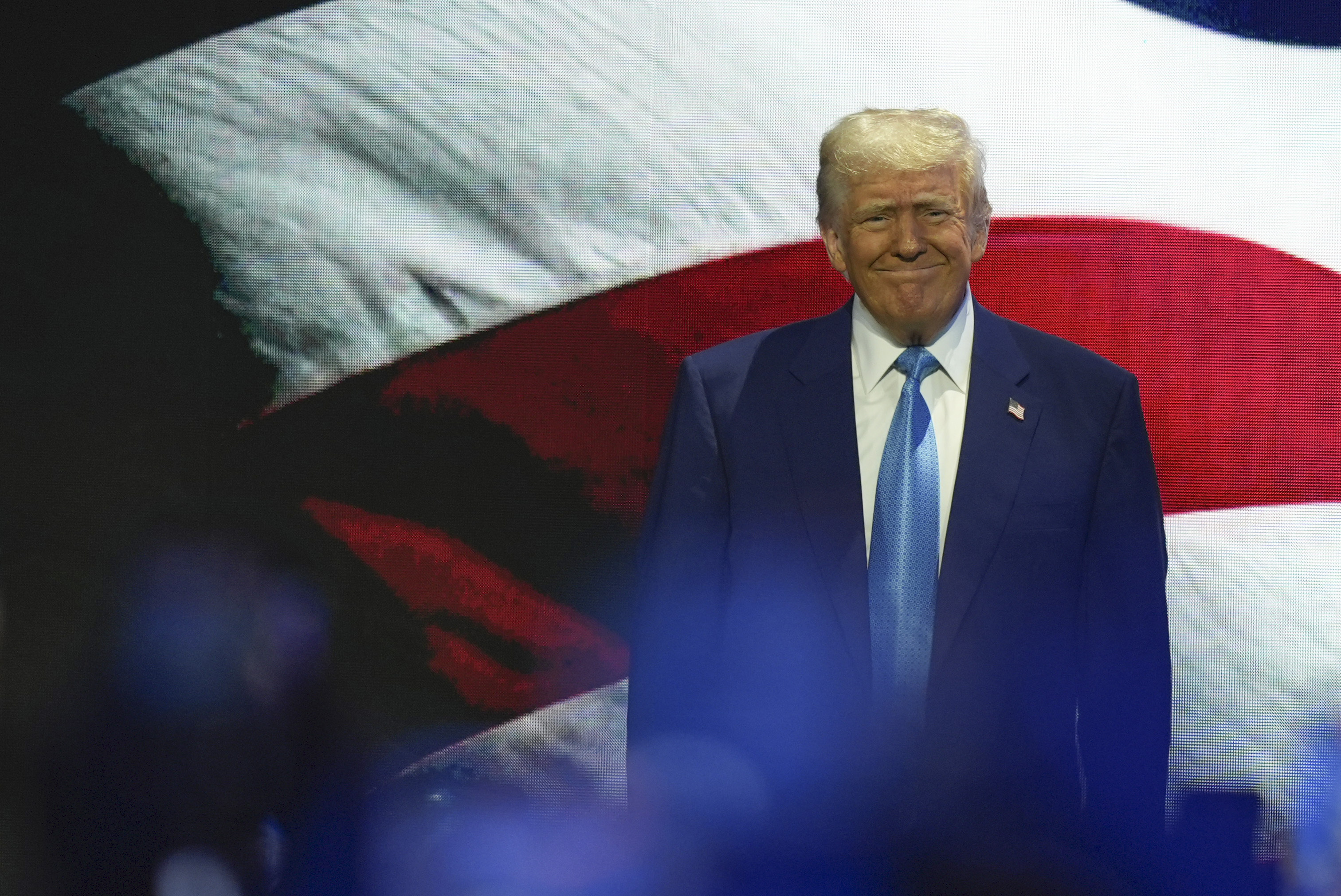 President Donald Trump arrivals at the Future Investment Initiative (FII) Institute summit in Miami Beach, Fla., Wednesday, Feb. 19, 2025. 