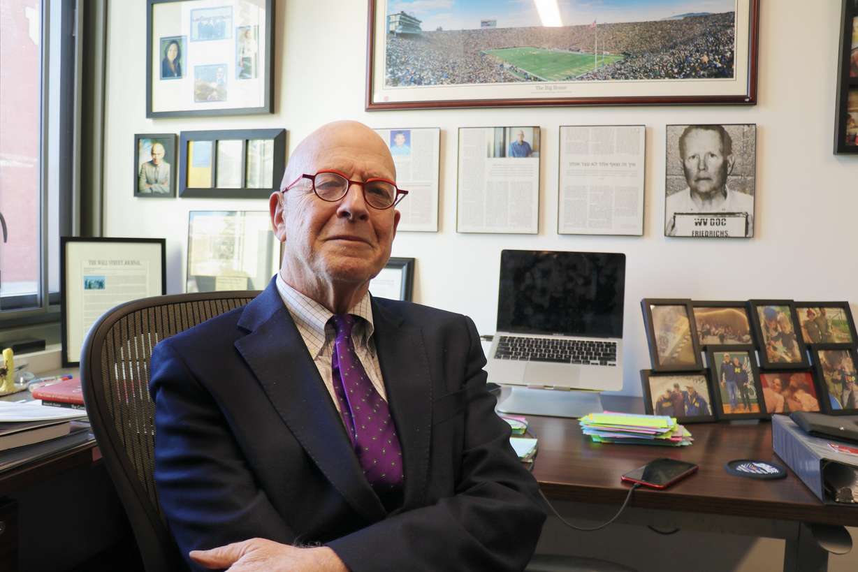 University of Utah law professor Amos Guiora speaks about past research on sexual abuse and institutional loyalty, from his office on campus, Jan. 23.