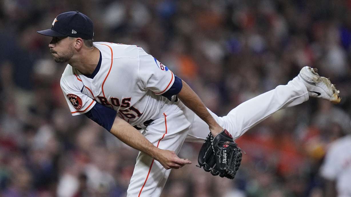 FILE - Houston Astros relief pitcher Seth Martinez delivers during the sixth inning of a baseball game against the Boston Red Sox, Wednesday, Aug. 23, 2023, in Houston.