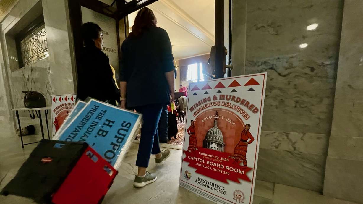 Participants enter a conference on murdered and missing Indigenous people held at the Capitol in Salt Lake City on Thursday.