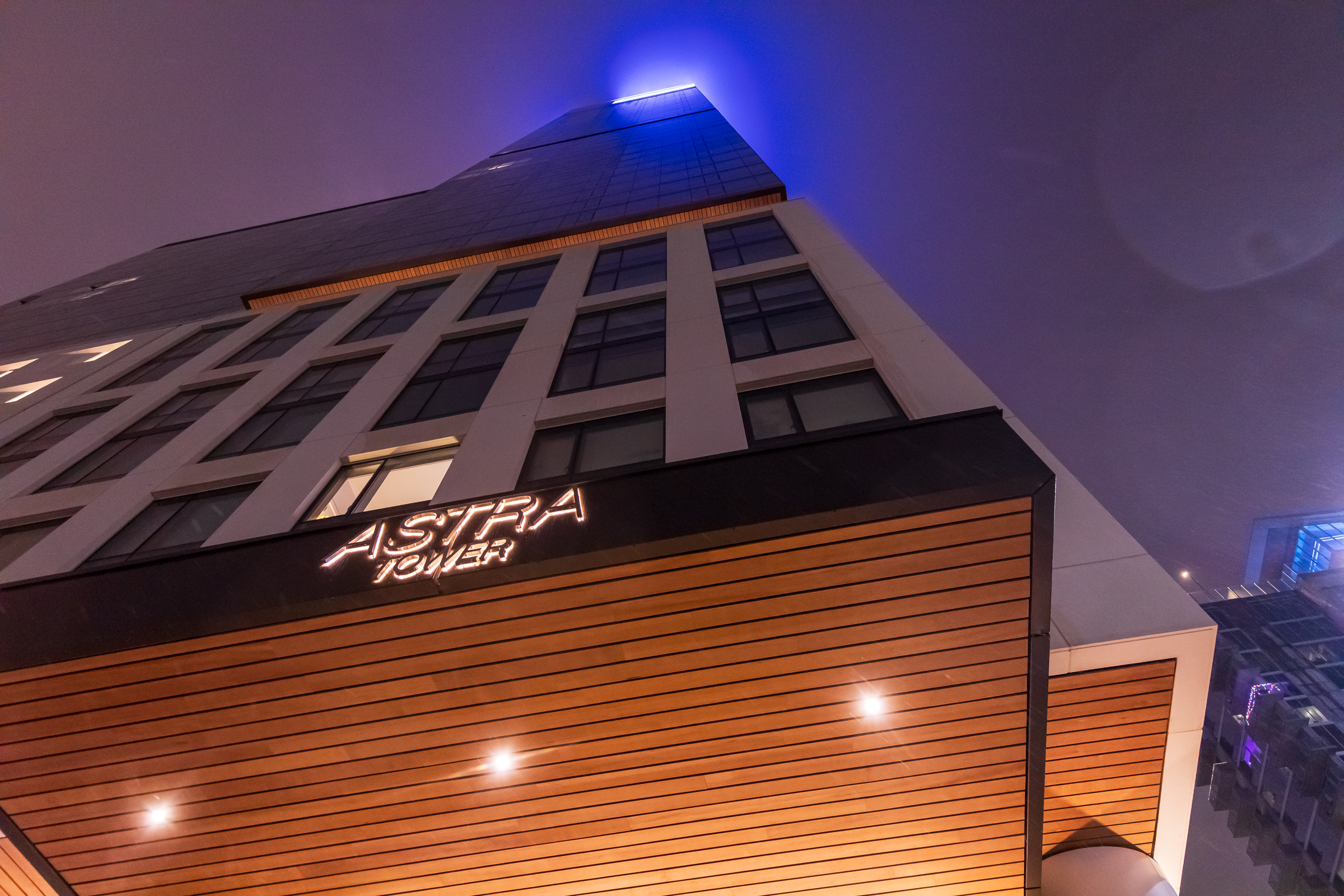 The lights at the top of the Astra Building in Salt Lake City show different colors depending on the air quality forecast.