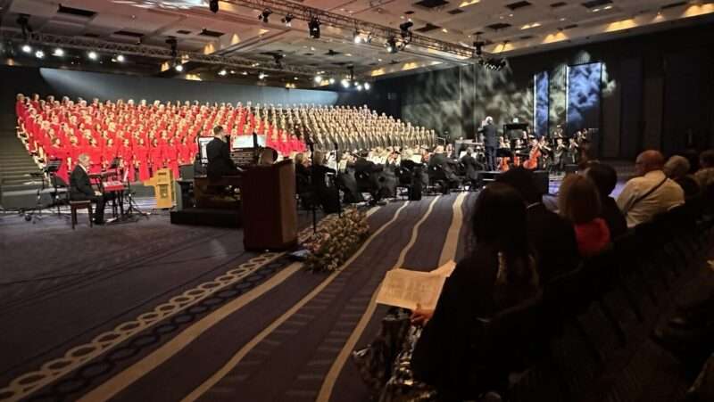 The Tabernacle Choir and Orchestra at Temple Square in Lima, Peru, on Thursday.