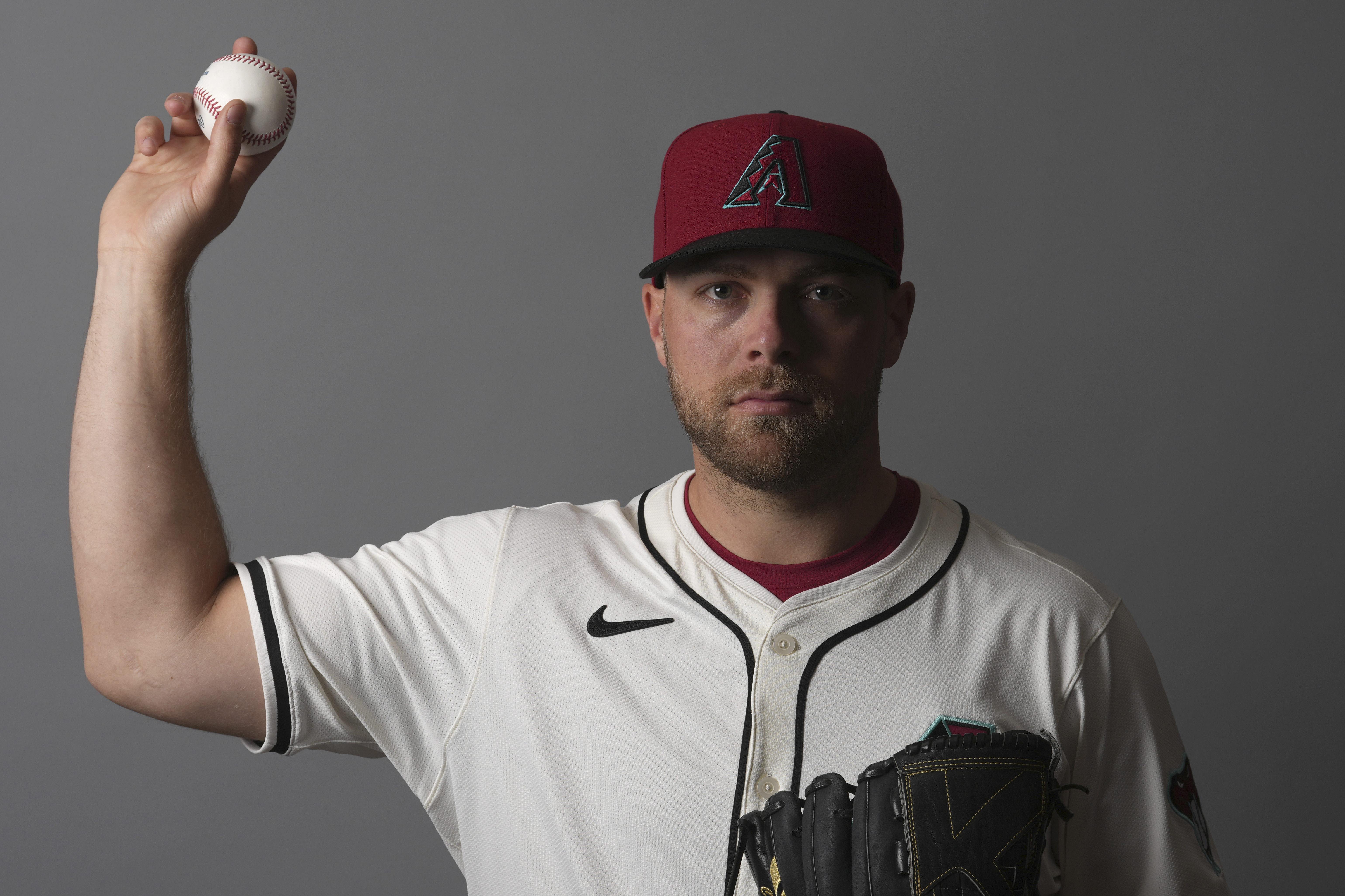 FILE - This is a 2025 photo of pitcher Corbin Burnes of the Arizona Diamondbacks baseball team. This image reflects the Diamondbacks active roster as of Wednesday, Feb. 19, 2025, in Scottsdale, Ariz., when this image was taken. 