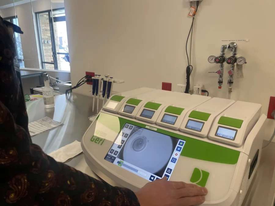 An embryologist at Wellnest Fertility monitor the development of an embryo in the lab.