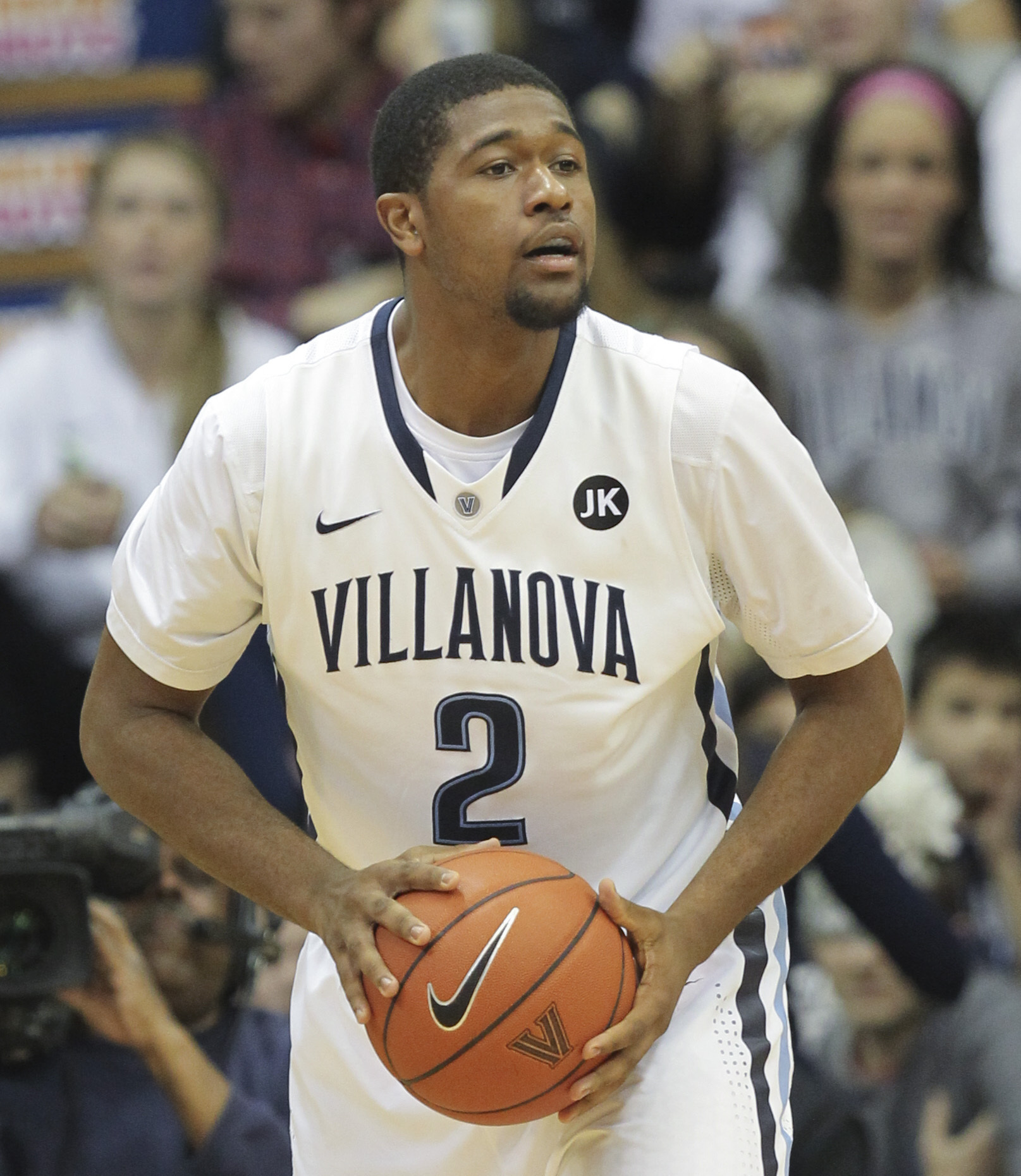 FILE - Villanova forward Kris Jenkins (2) in action during an NCAA college basketball game with Butler, Wednesday, Dec. 31, 2014, in Villanova, Pa.