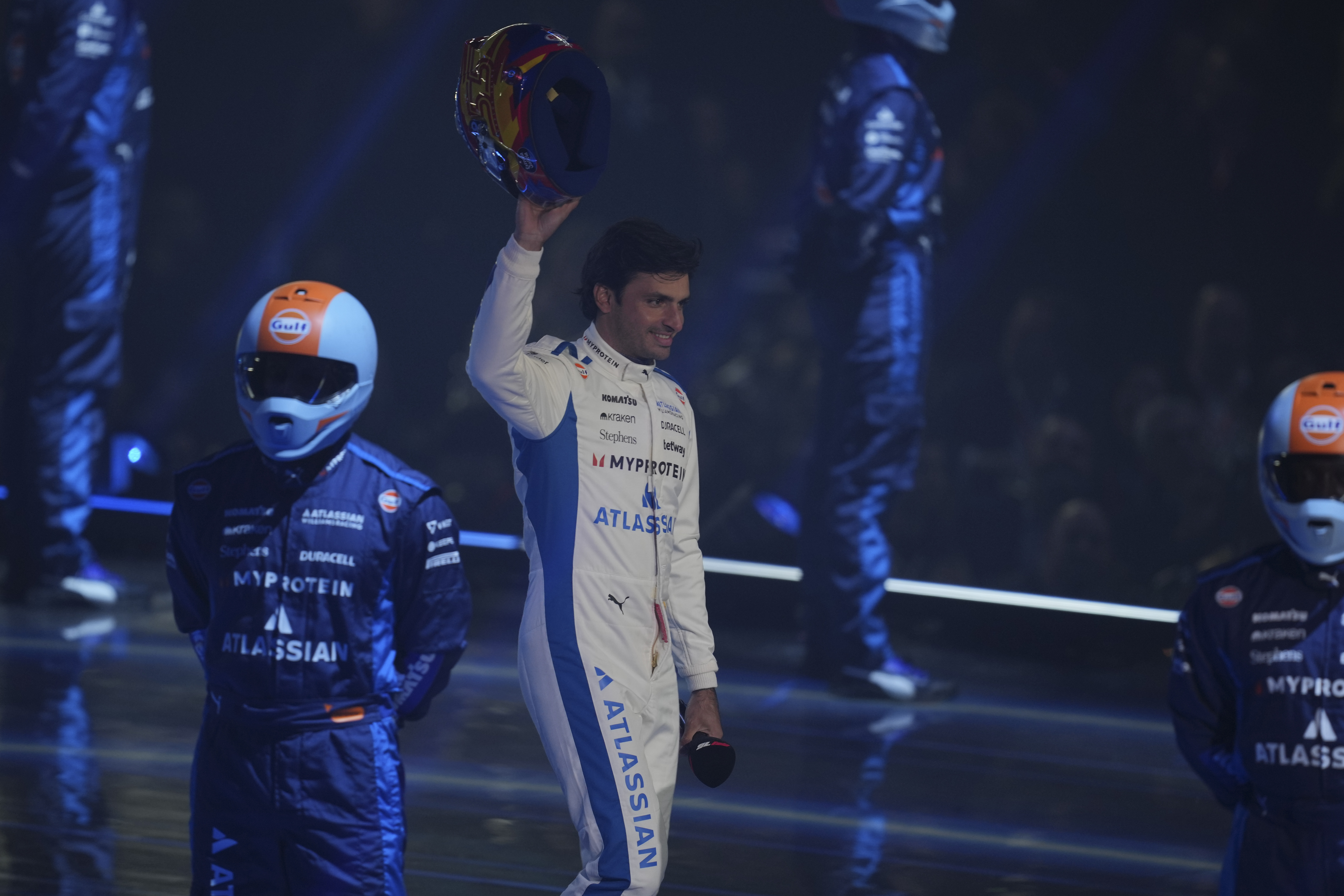 Williams driver Carlos Sainz of Spain attends the F1 75 Live launch event at the O2 arena in London, Tuesday, Feb. 18, 2025.