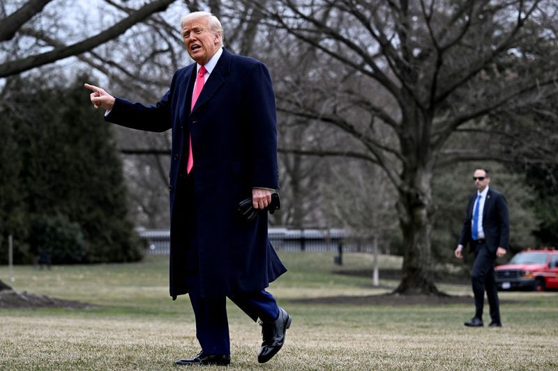 President Donald Trump speaks with reporters on the South Lawn of the White House, in Washington, on Saturday.