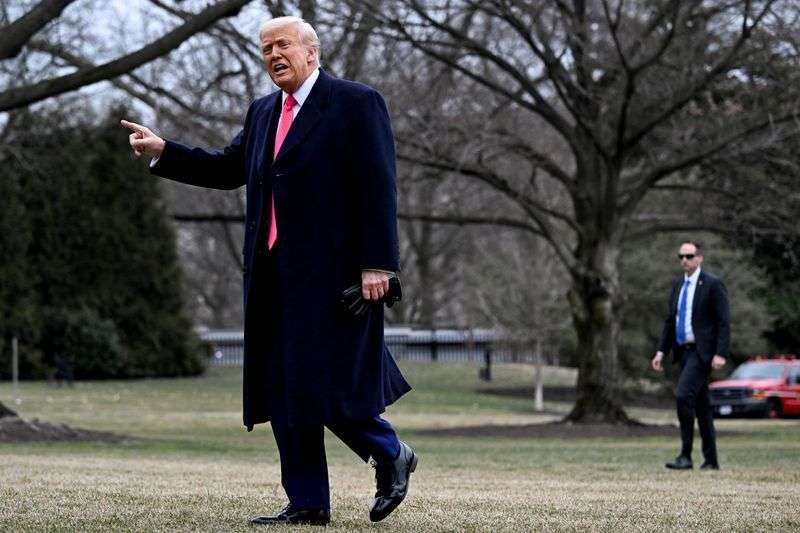 President Donald Trump speaks with reporters on the South Lawn of the White House, in Washington, on Saturday.