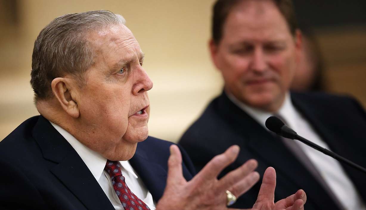 President Jeffrey R. Holland, acting president of the Quorum of the Twelve Apostles of The Church of Jesus Christ of Latter-day Saints, speaks at the San Fernando California Stake Center on Saturday in Van Nuys, Calif.