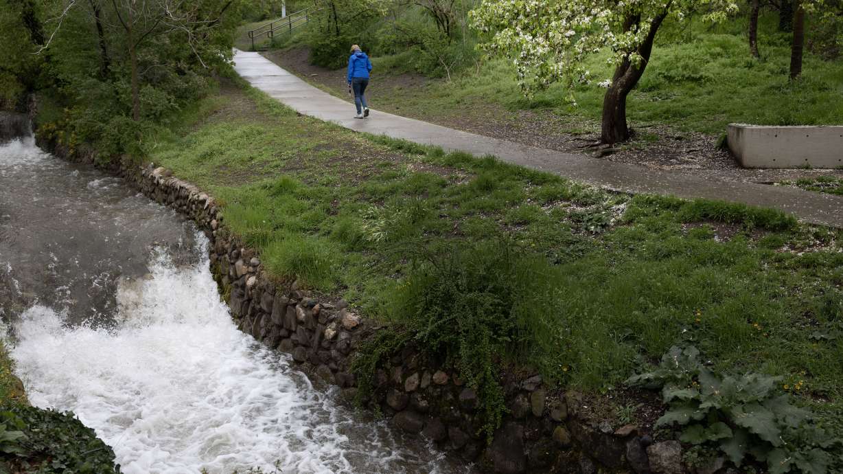 City Creek moves through Memory Grove in Salt Lake City on April 26, 2024. Salt Lake City Public Utilities is seeking a state loan as it looks to clean up small amounts of a potentially harmful substance found in the nearby 4th Avenue Well.
