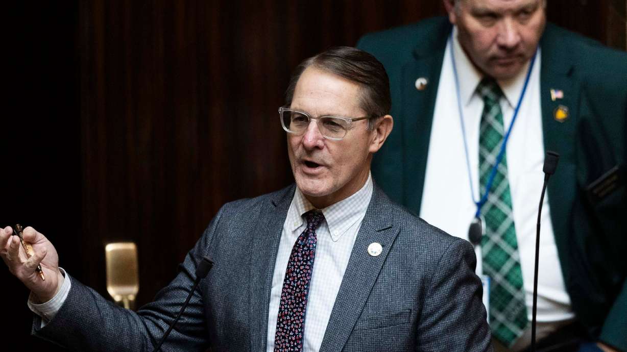 Rep. Ken Ivory, R-West Jordan, presents HB488, which would expand the state’s Federalism Commission and provide more provisions around federalism in the state, in Salt Lake City on Feb. 21.