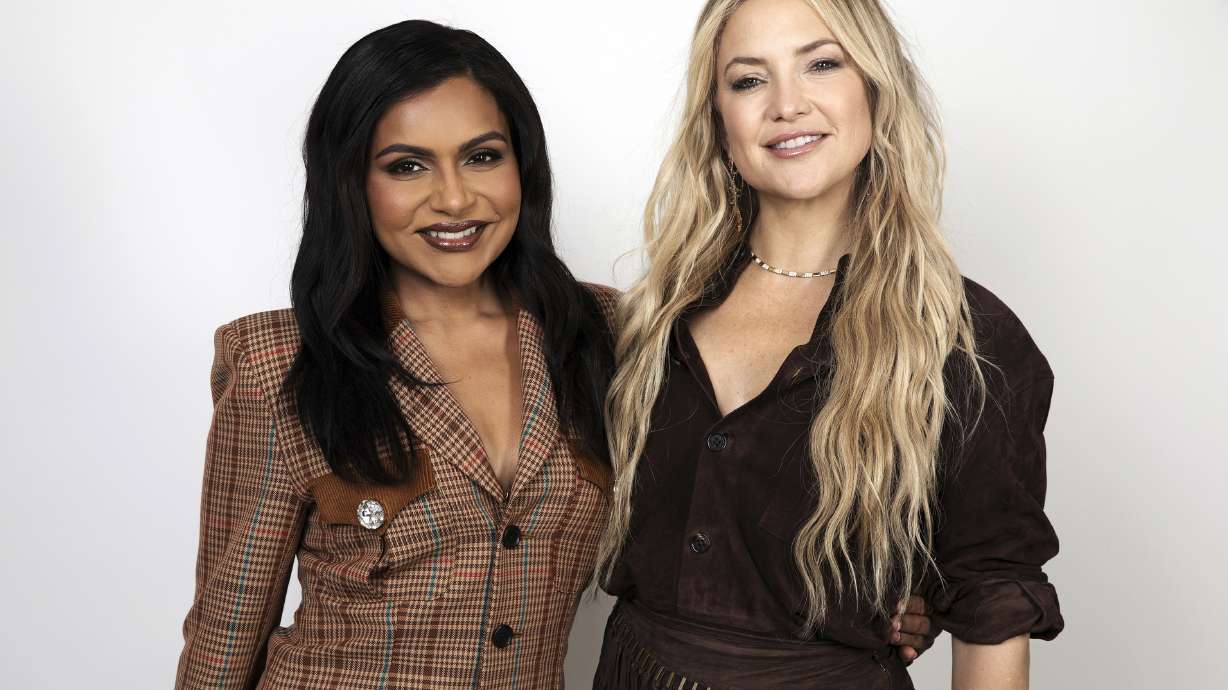 Mindy Kaling, left, and Kate Hudson pose for a portrait to promote "Running Point" on Wednesday, Feb. 12, 2025, in Los Angeles.