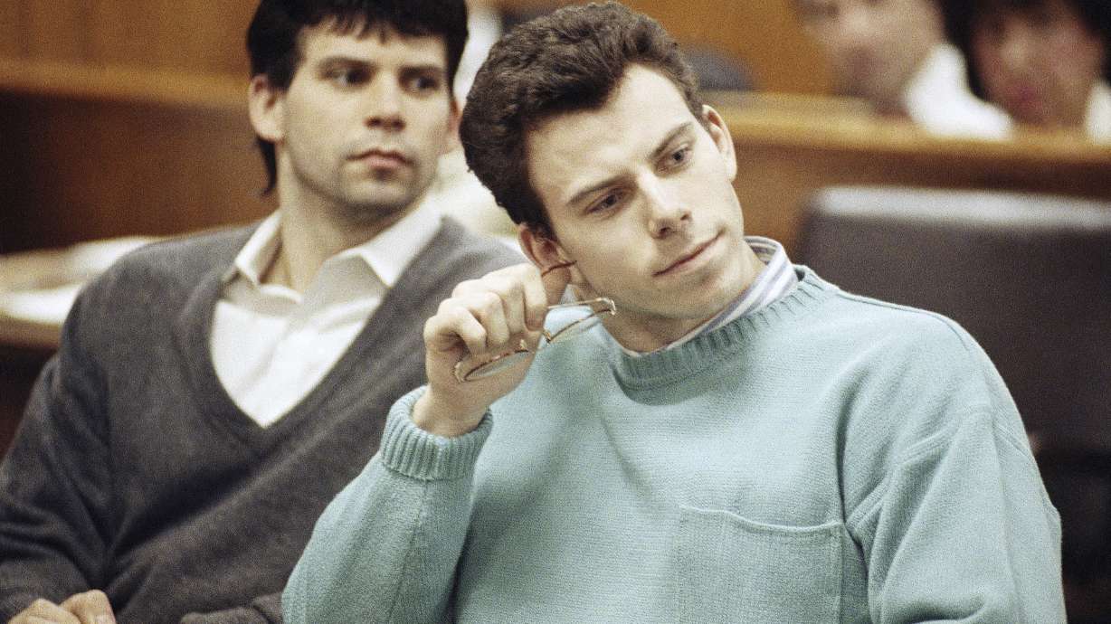 Lyle and Erik Menendez appear in court in Beverly Hills, Calif., on April 12, 1991. The LA district attorney said Friday he opposes a new trial for the brothers.