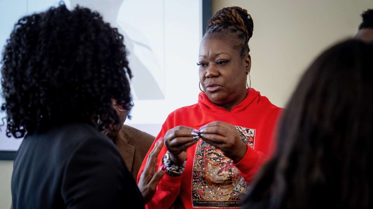 Sybrina Fulton, the mother of Trayvon Martin, speaks at Weber State University in Ogden on Wednesday as part of Black History Month activities.