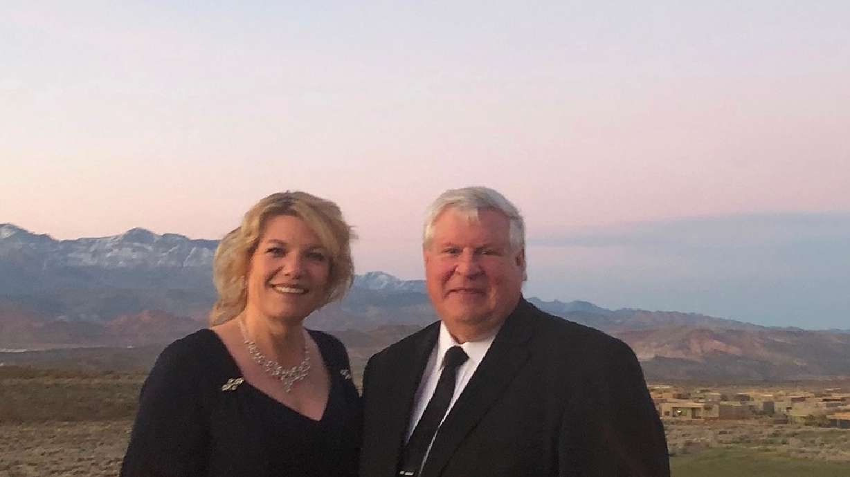 In this 2022 photo, Hildale Mayor Donia Jessop and Hildale City Manager Eric Duthie attend an event in Hurricane, Jan. 19, 2022. The Hildale City Council held a special meeting on Tuesday about its city manager.