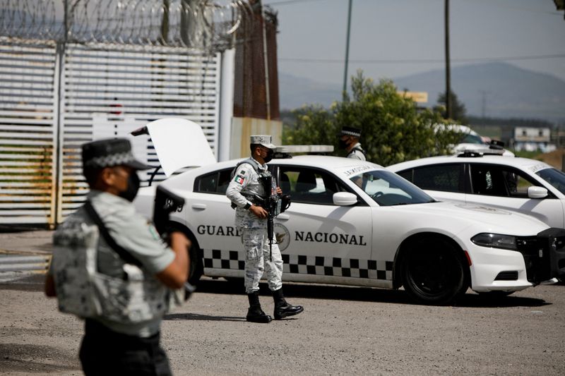 Members of the National Guard stand outside Altiplano Federal Penitentiary, where drug lord Rafael Caro Quintero is imprisoned after Mexico's navy captured him in Almoloya de Juarez, on the outskirts of Mexico City, Mexico, July 17, 2022.