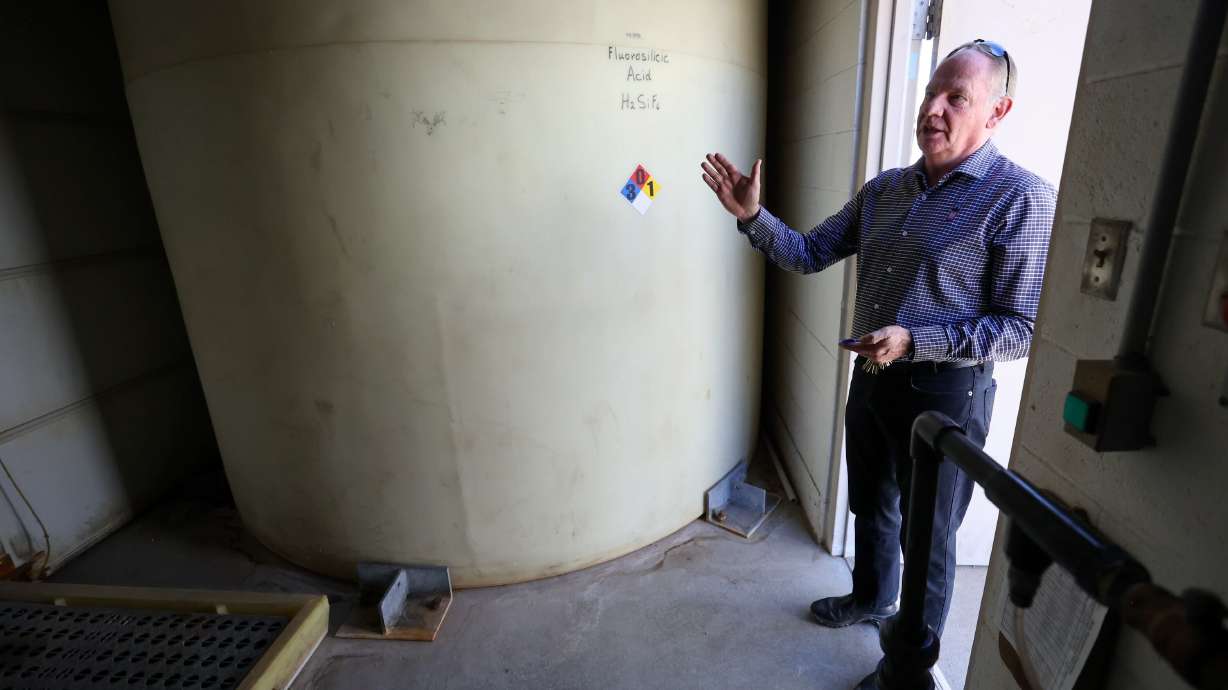 Scott Paxman, Weber Water Basin Conservancy District general manager and CEO, shows the fluoridation station at the Fairfield Well in Layton on Sept. 27, 2024. The American Dental Association wants Gov. Spencer Cox to veto a bill that prohibits putting fluoride into public drinking water systems.