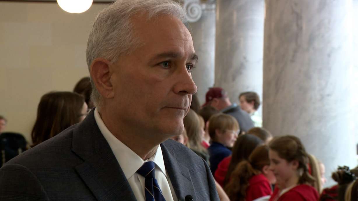 Rep. Nelson Abbott, R-Orem, speaks with KSL-TV at the Utah Capitol on Friday.